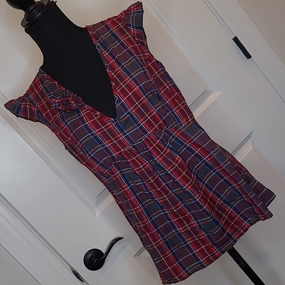 Red Camel Plaid Tank Blouse